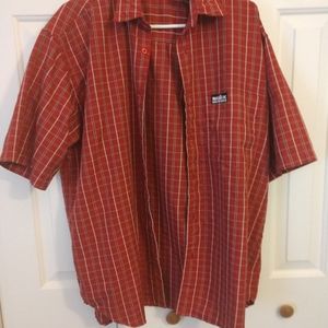 Max Muscle short sleeve button down shirt.